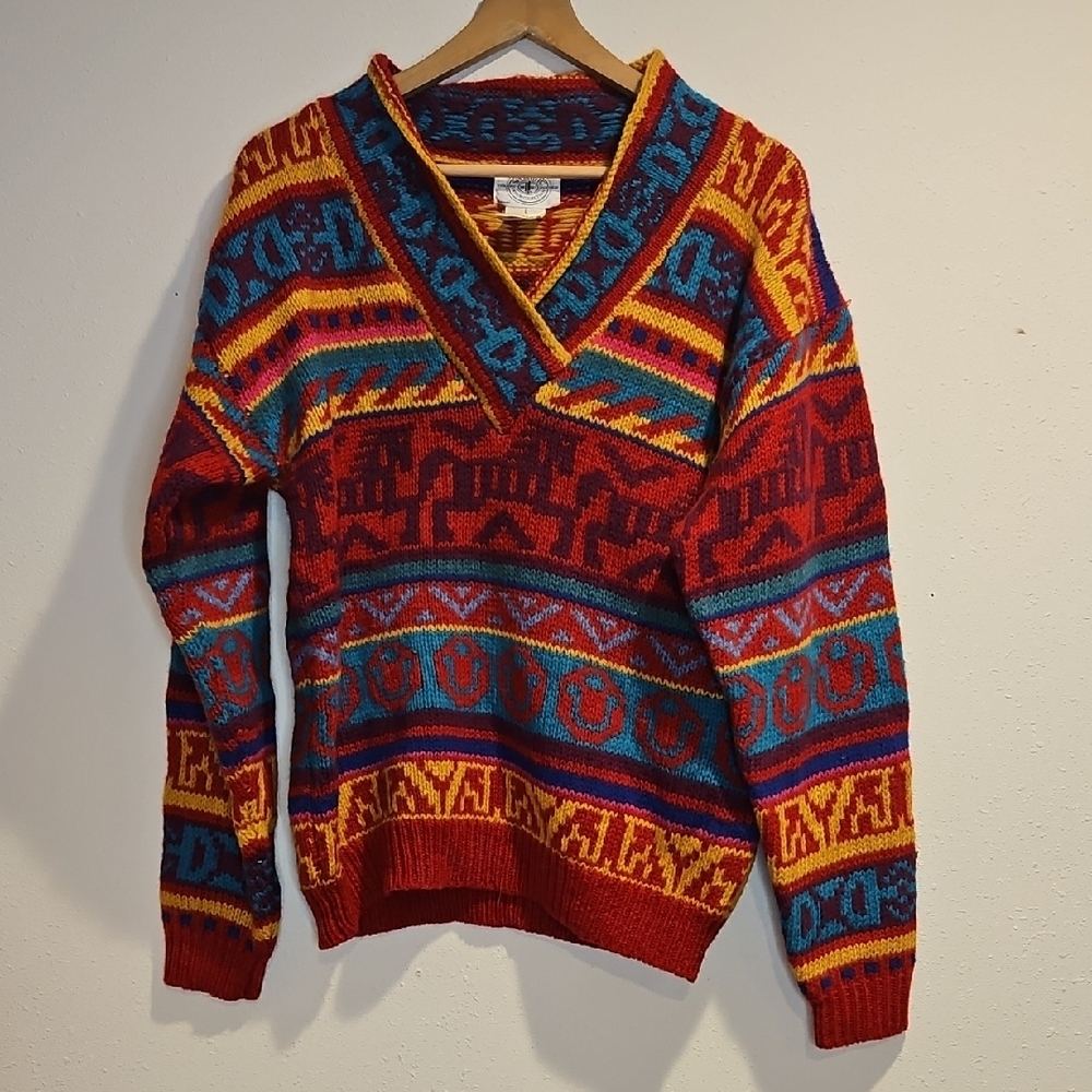 Sportific Sorta Horsey Millers Kristin Collection Bright Color 100% Wool Sweater